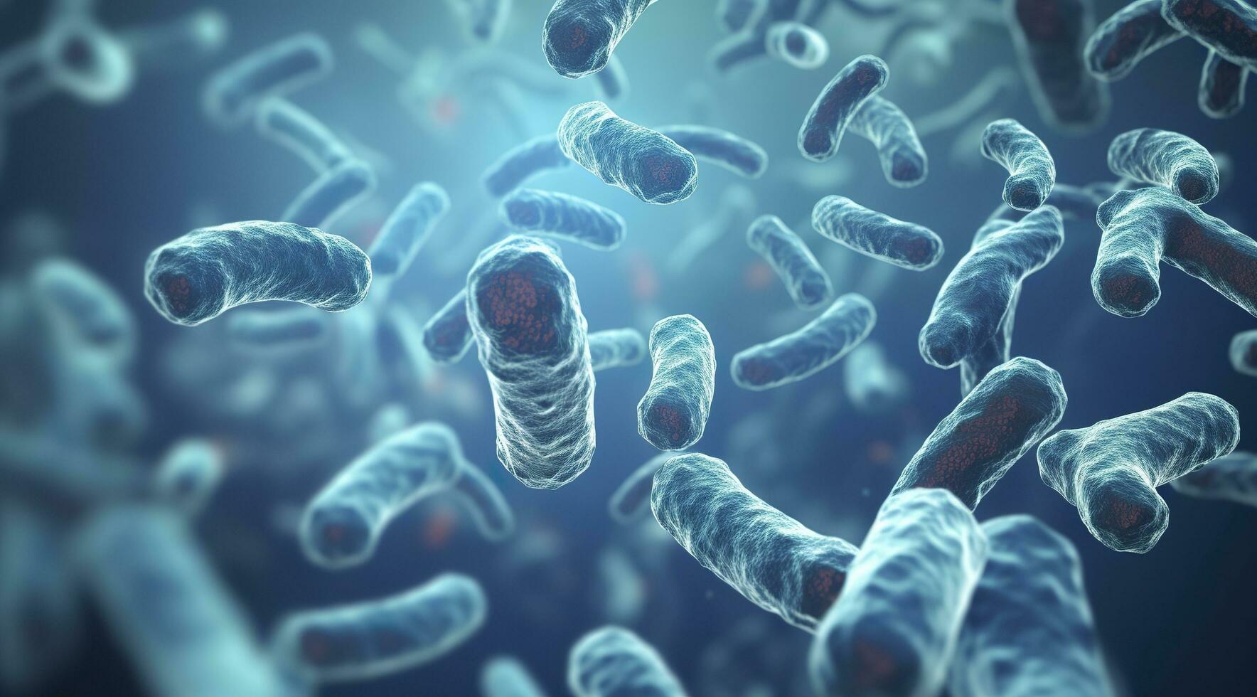 ai genererad legionella pneumophila bakterie. medicinsk 3d illustration. ai genererad foto