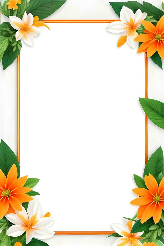 ai genererad oran blomma med grön blad illustration foto