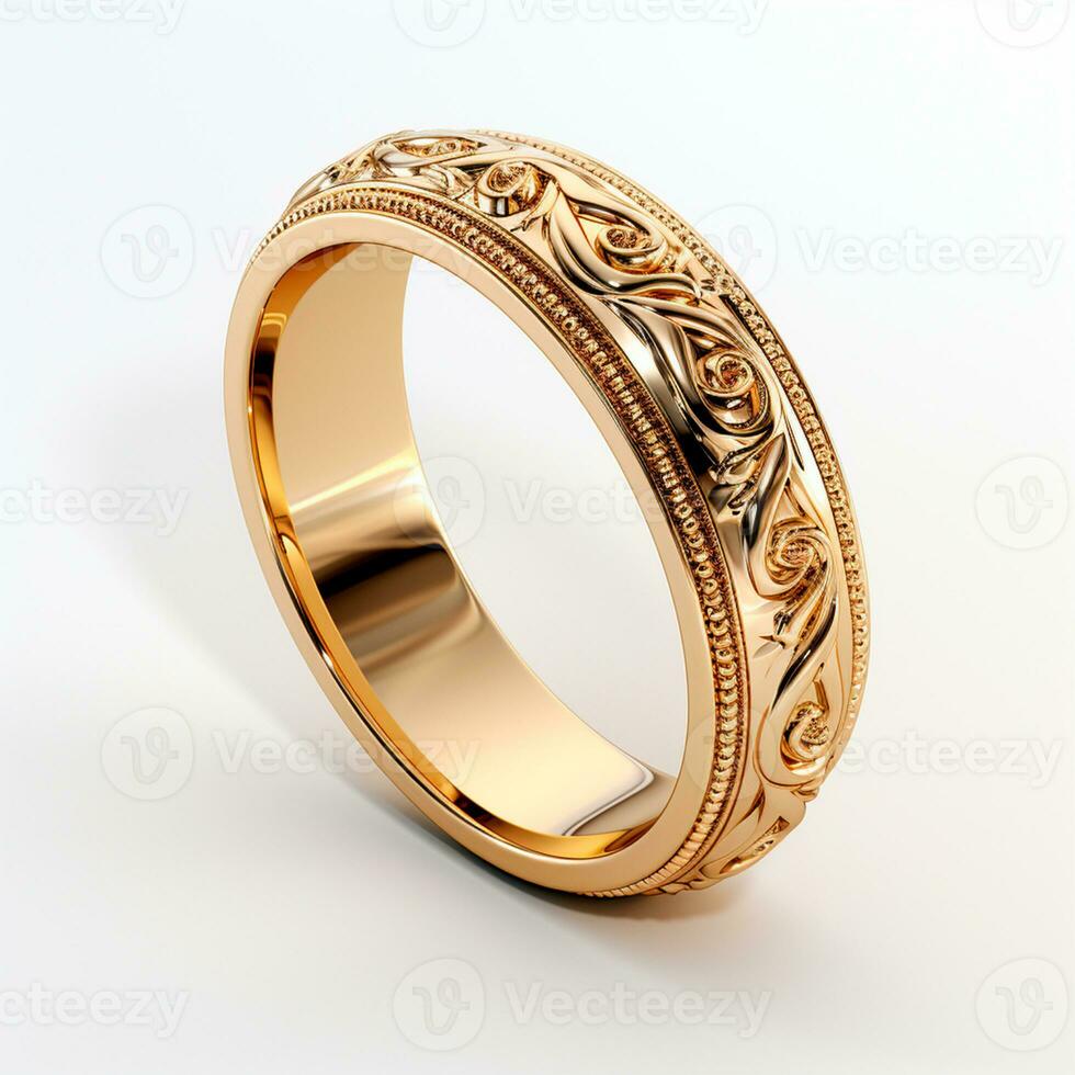 ai genererad bröllop ringar i gul guld, Smycken 585, 750 - ai genererad bild foto