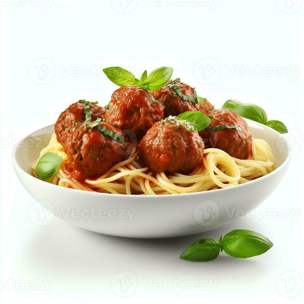 ai genererad spaghetti köttbullar verklig Foto fotorealistisk stock