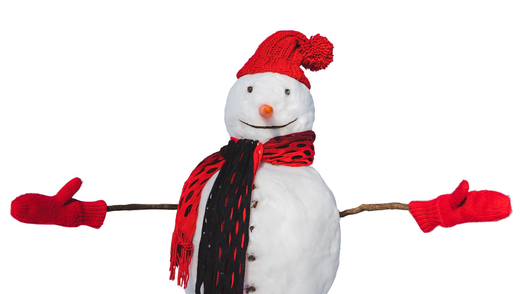 snögubbe i röd hatt vintersäsong foto