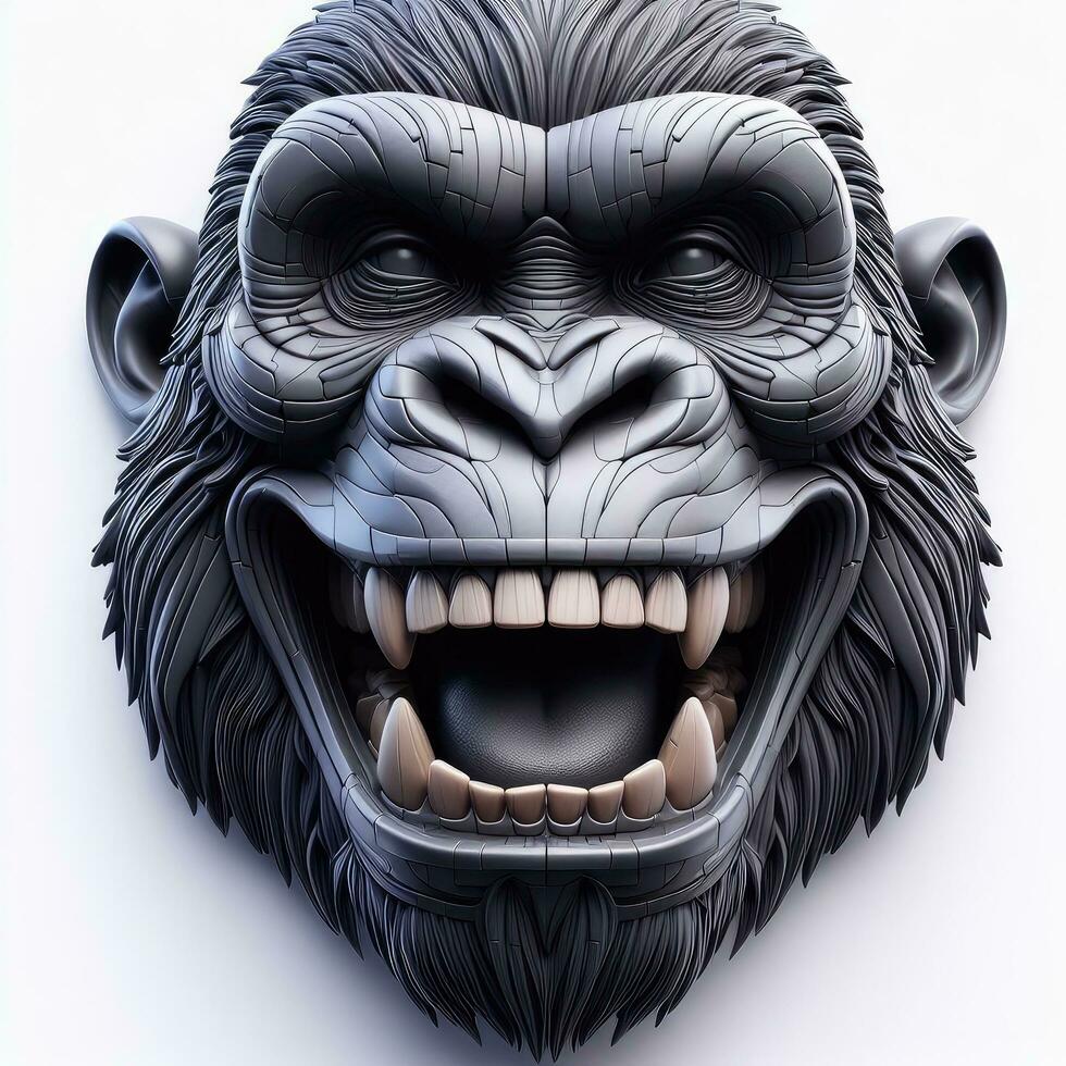 ai genererad illustration av gorilla mask med öppen mun skapas med generativ ai teknologi foto