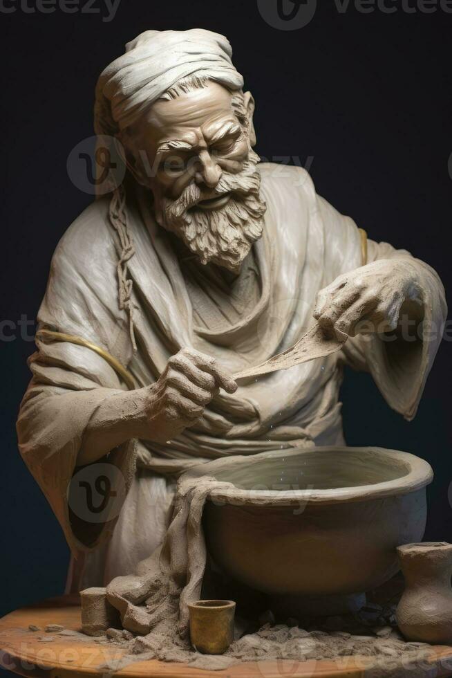 ai genererad de profet daniel - en staty skildrar ett gammal man med en lång skägg och hår, vem är trodde till ha varit en klok och respekteras figur. foto