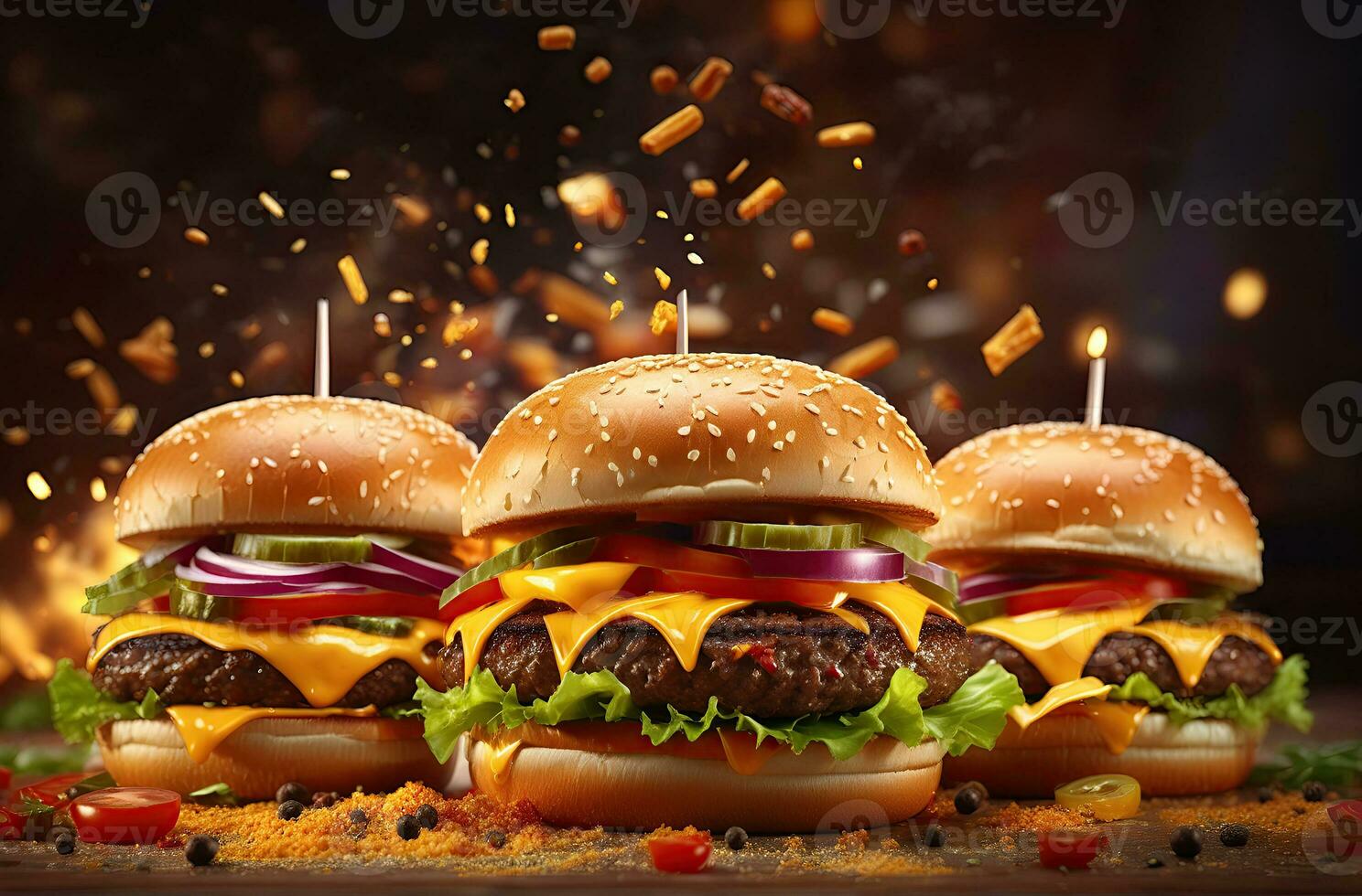 ai genererad snabb mat närbild skott av utsökt nötkött burger foto