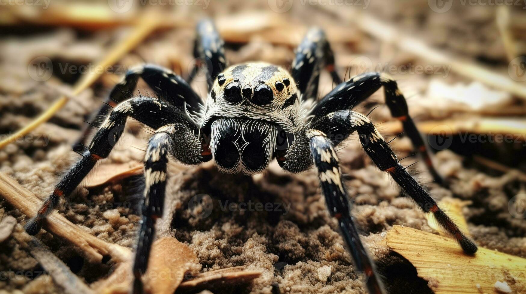 ai genererad Foto av zebra Spindel på en jord. generativ ai