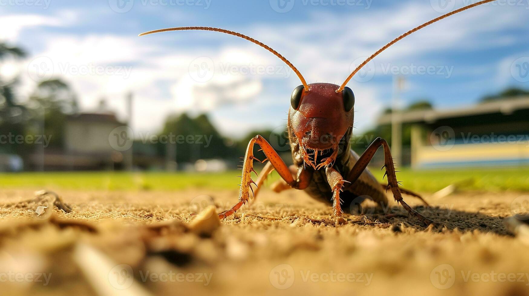 ai genererad Foto av cricket på en jord. generativ ai