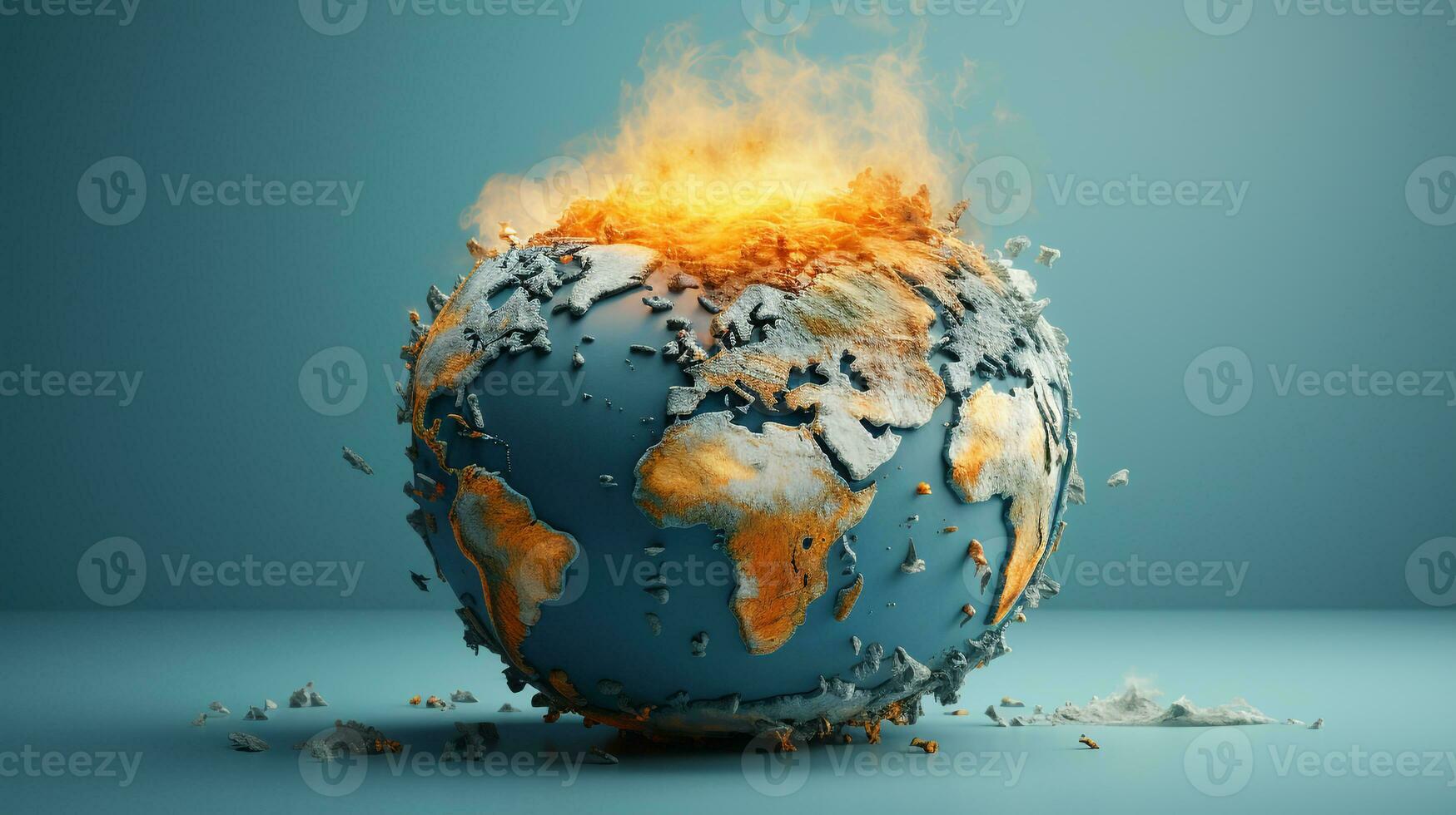 ai genererad 3d illustration av global uppvärmning. generativ ai foto