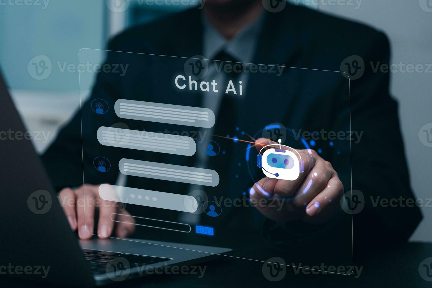 chatbot konversation ai artificiell intelligens teknologi uppkopplad kund tjänst.digital chatbot, robot Ansökan, openai generera. trogen teknologi.virtuell assistent på internet. foto