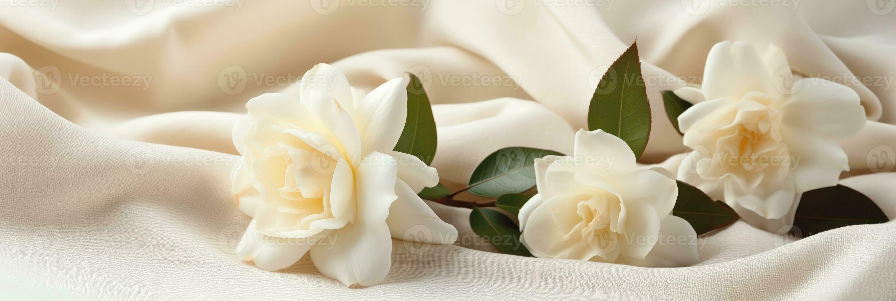 ai genererad årgång Linné elfenben gardenia, klassisk elfenben och värma beige palett för st valentines dag bakgrund begrepp foto