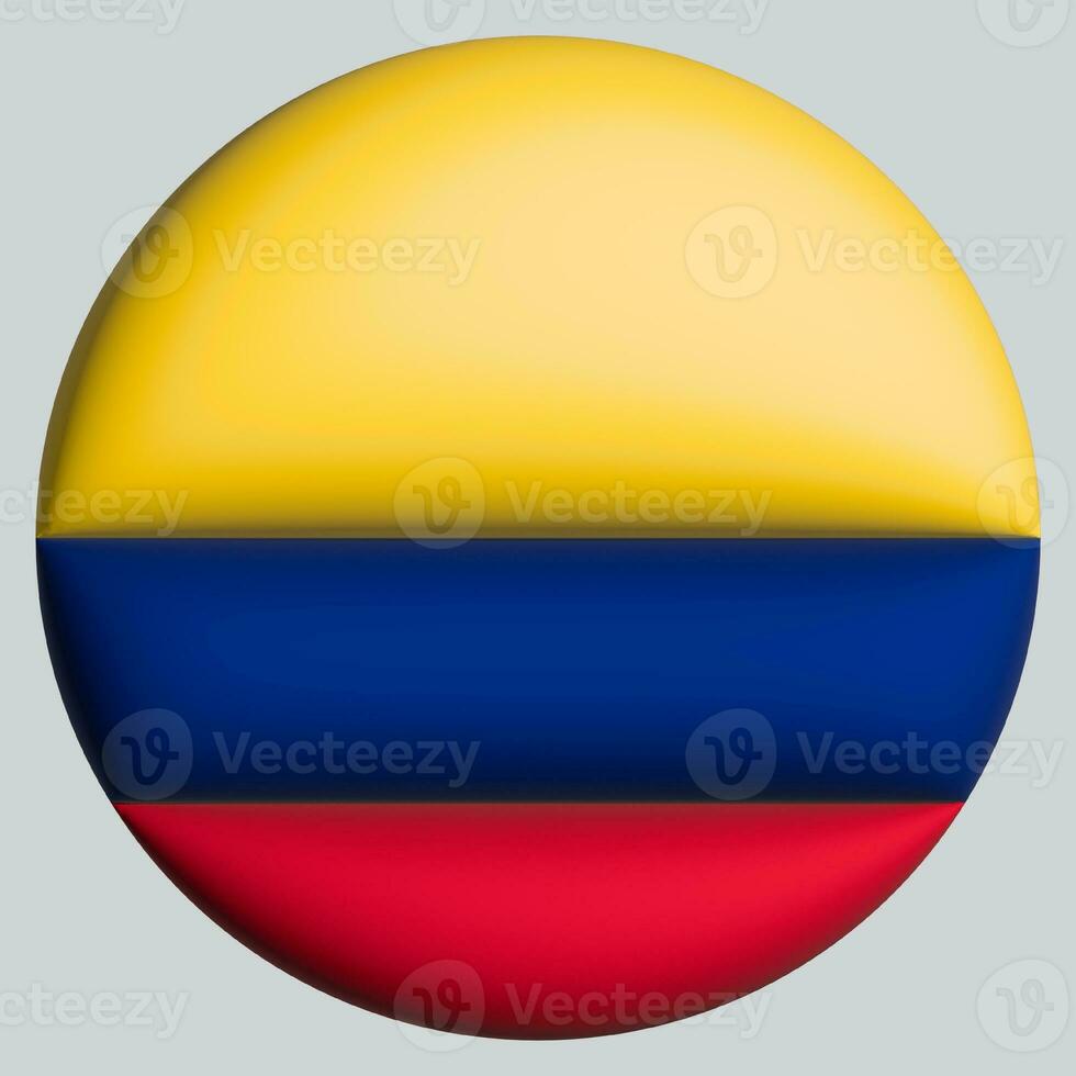 3d flagga av colombia på cirkel foto