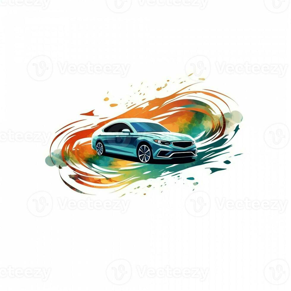 ai genererad vattenfärg bil logotyp. generativ ai foto