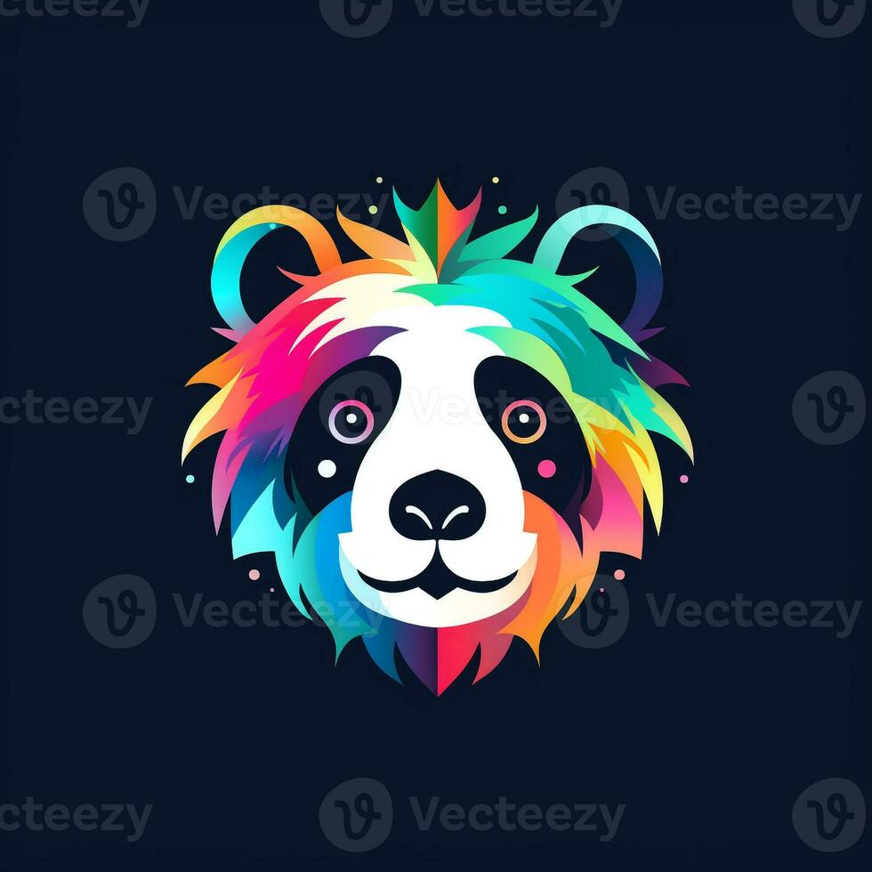 ai genererad psychedelic konst logotyp av en panda huvud. generativ ai foto