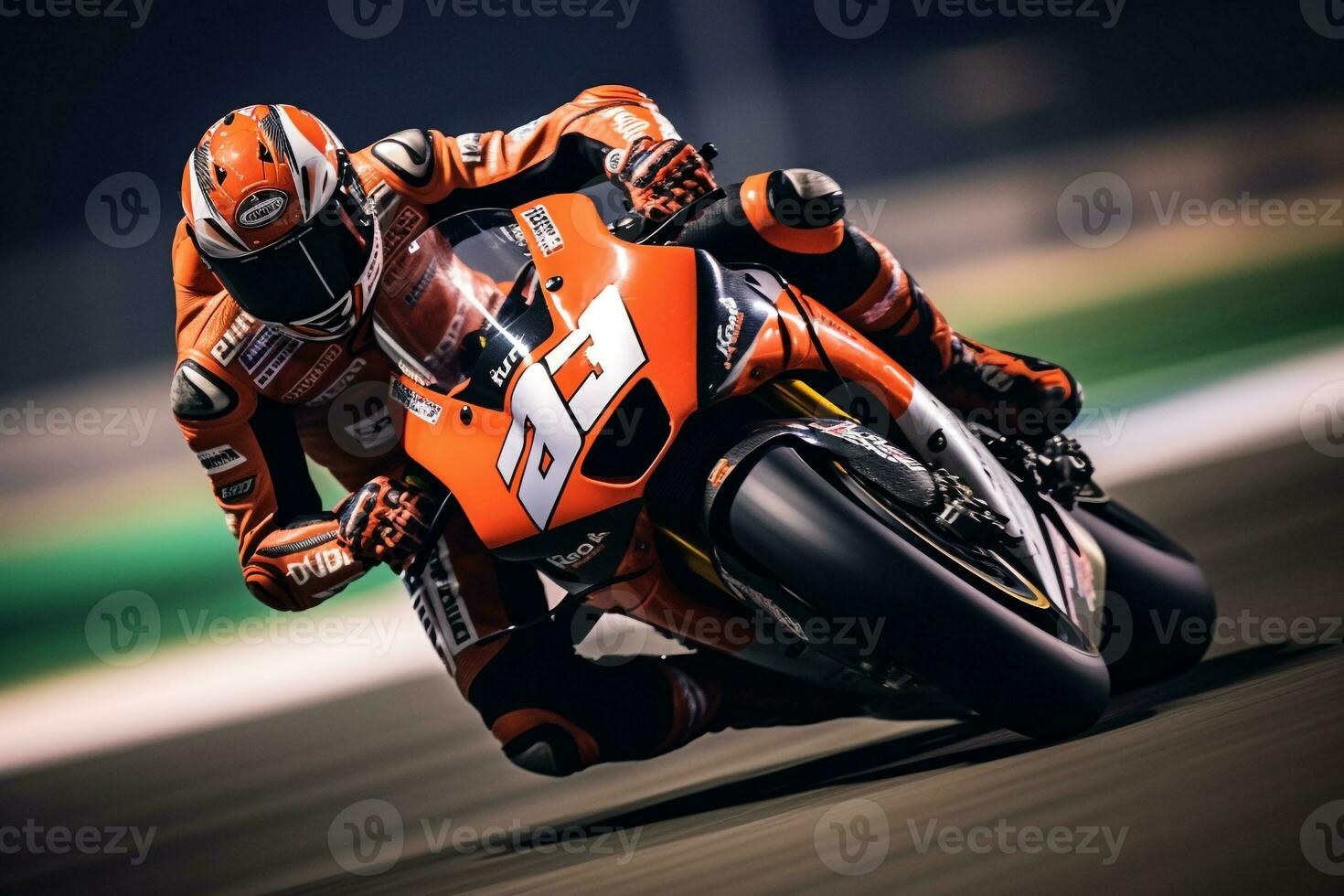 ai genererad frysa de intensitet av en motogp rörelse under en mästerskap spel. generativ ai foto