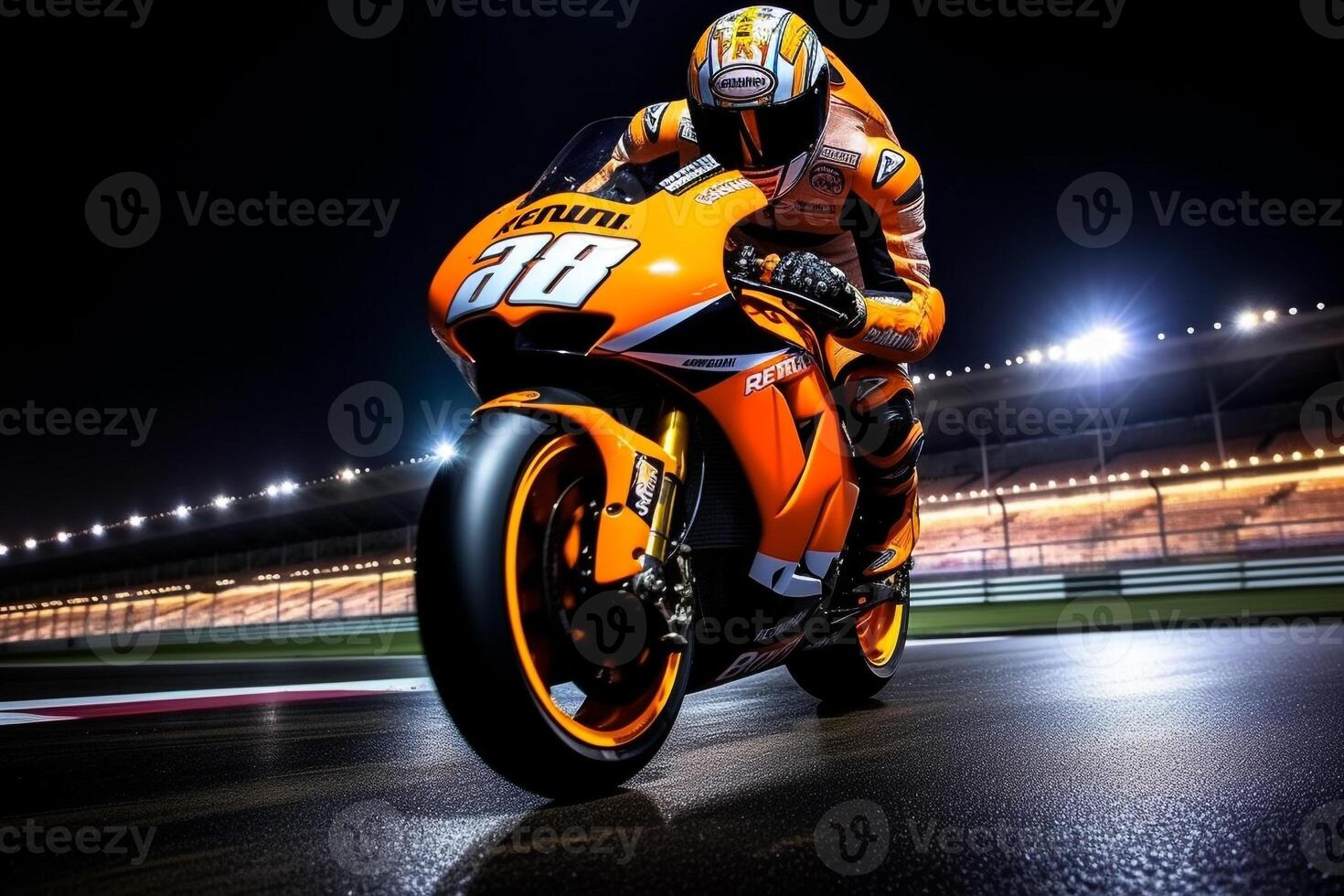 ai genererad frysa de intensitet av en motogp rörelse under en mästerskap spel. generativ ai foto