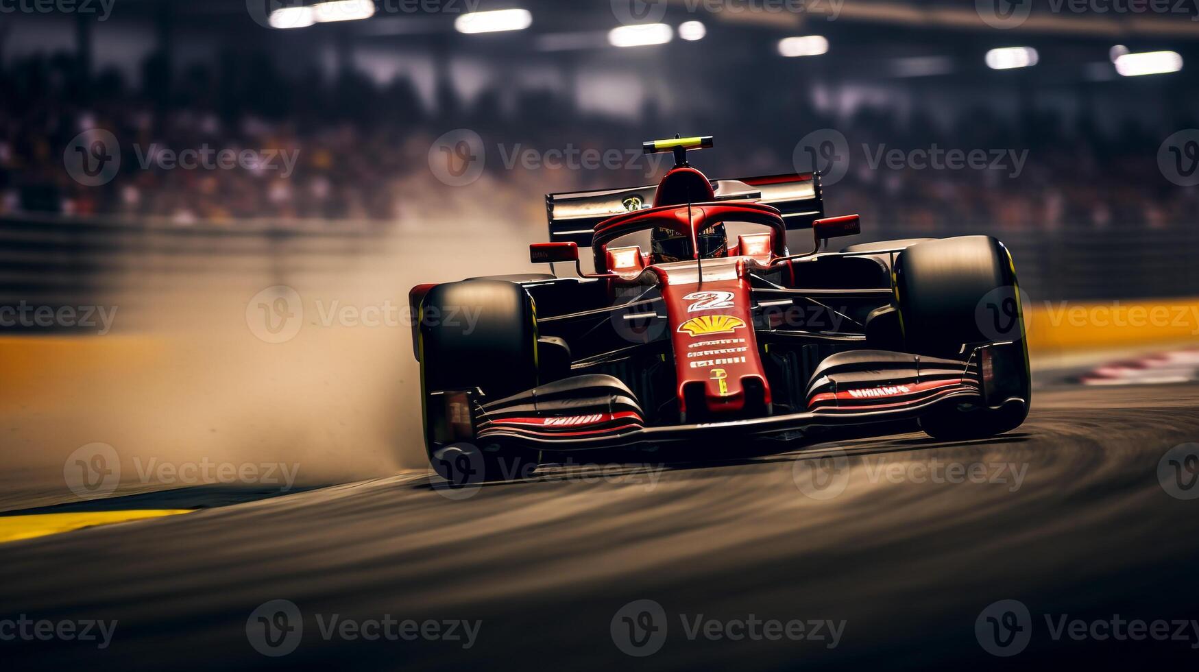 ai genererad frysa de intensitet av en formel 1 rörelse under en mästerskap spel. generativ ai foto