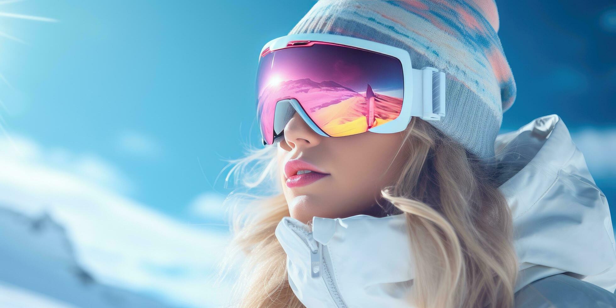 ai genererad åka skidor glasögon med hatt foto