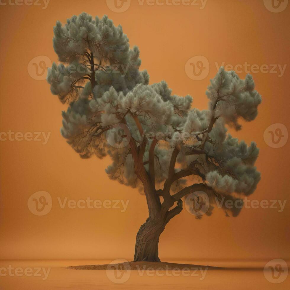 ai genererad tall träd på orange bakgrund, generativ ai foto