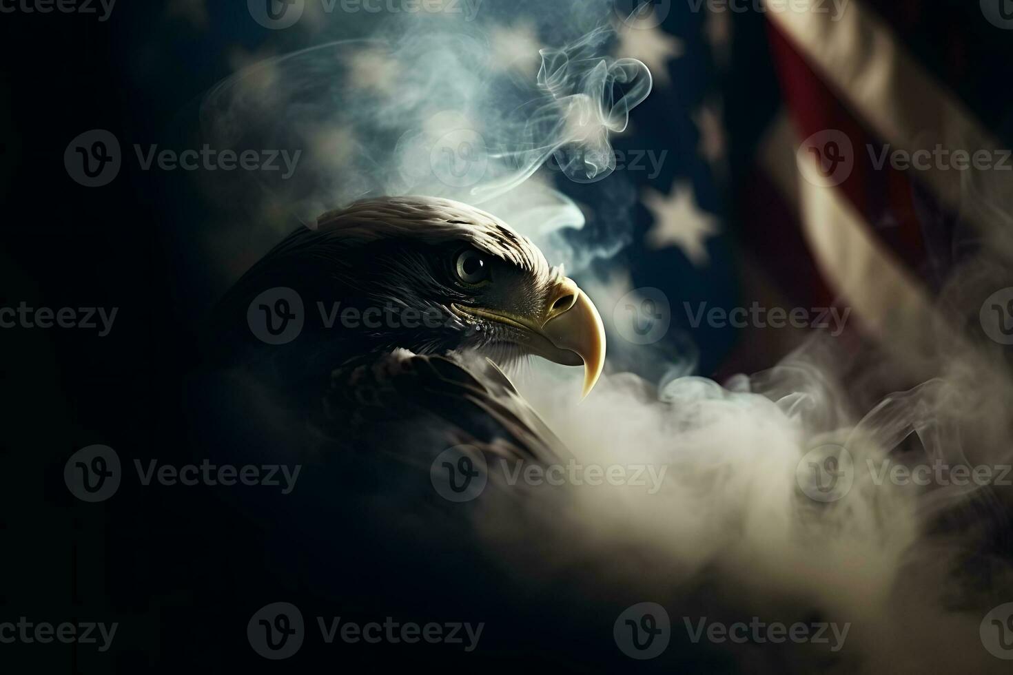 ai genererad Örn och amerikan flagga med rök. neuralt nätverk ai genererad foto
