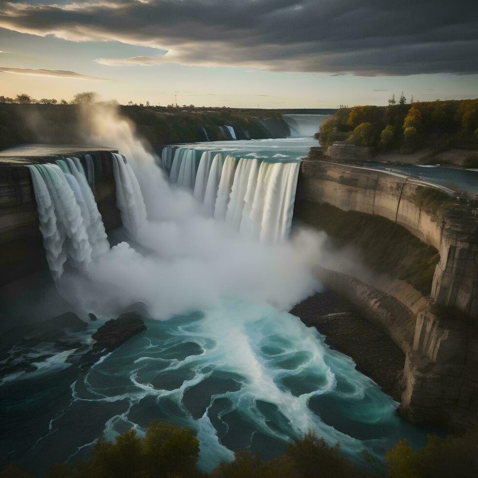 ai genererad niagara faller, Ontario, Kanada. niagara falls är de största serier av vattenfall på de värld. generativ ai foto