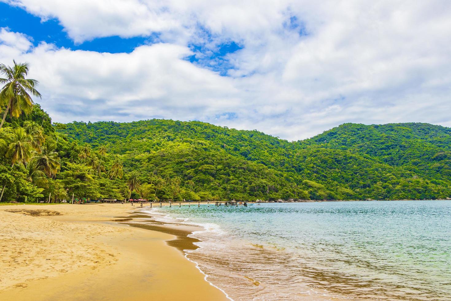 stora tropiska ön ilha grande praia de palmas beach brazil. foto