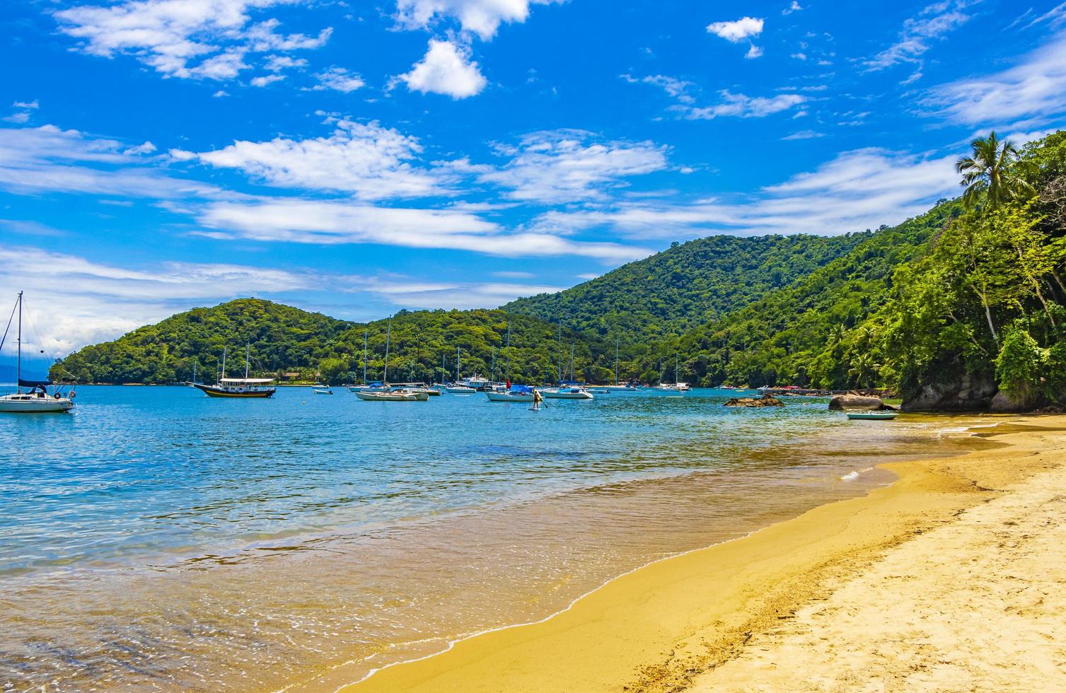 strand julia på den tropiska ön ilha grande abraao beach brazil. foto