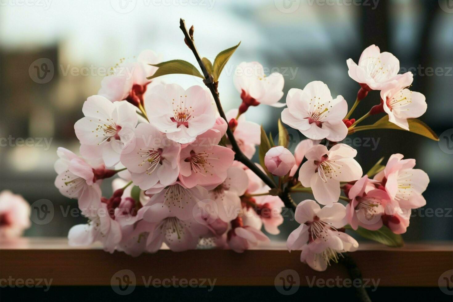 ai genererad botanisk charm körsbär blomma blomning träd, romantisk dekorativ grafisk konst foto