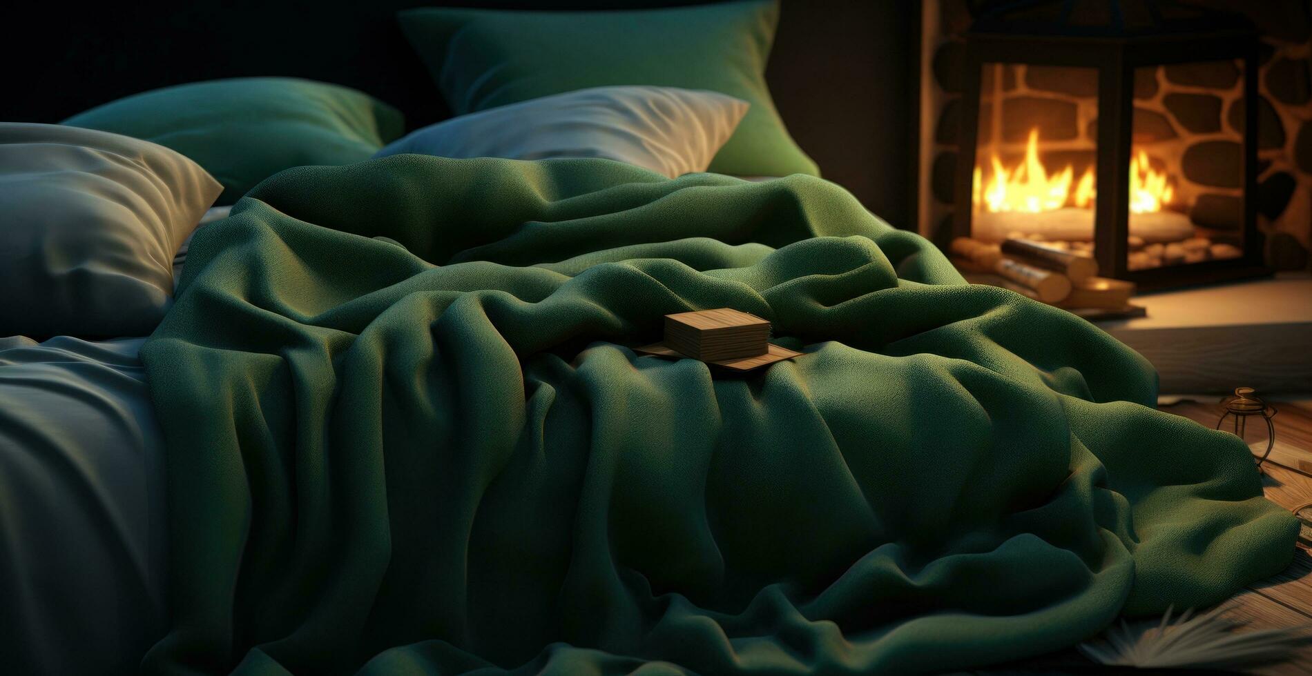 ai genererad de använda sig av av mjuk filtar är mest Viktig för en romantisk natt i din säng foto