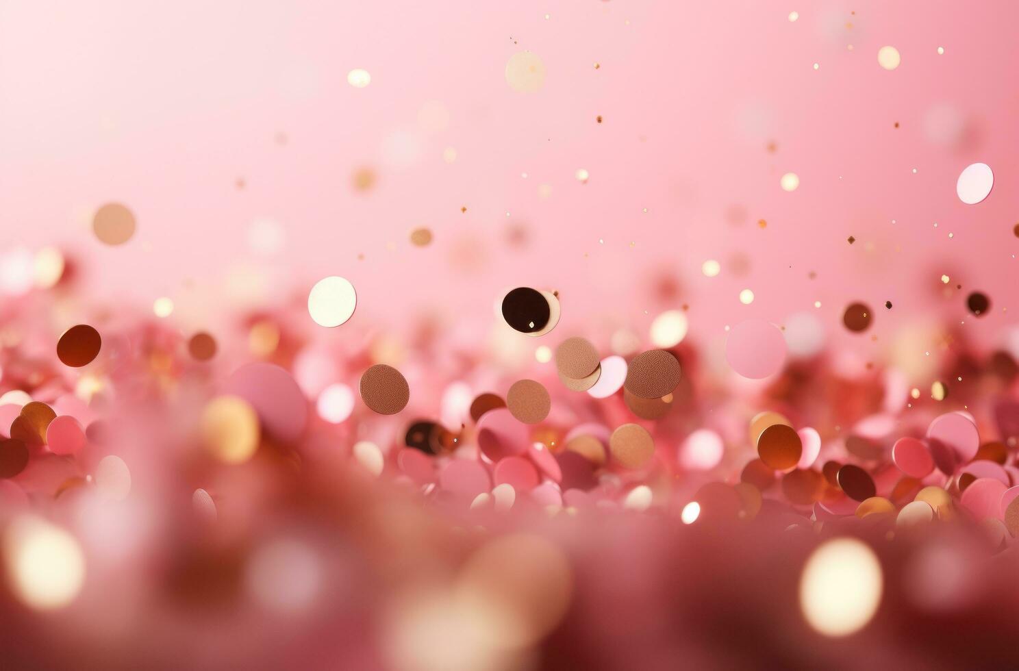 ai genererad i en rosa bakgrund där är liten guld konfetti, foto