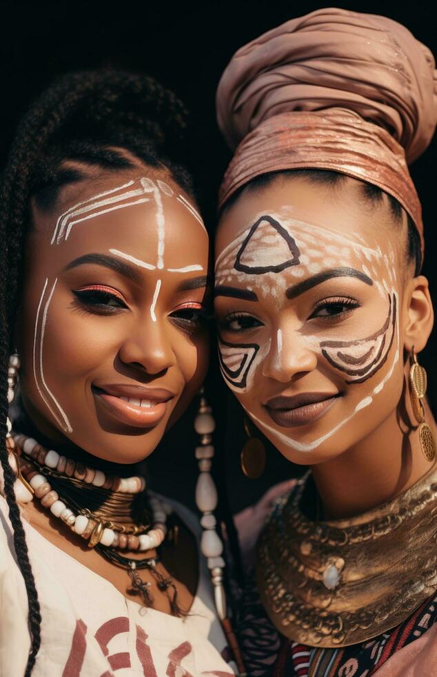 ai genererad två kvinnor i afrika foto