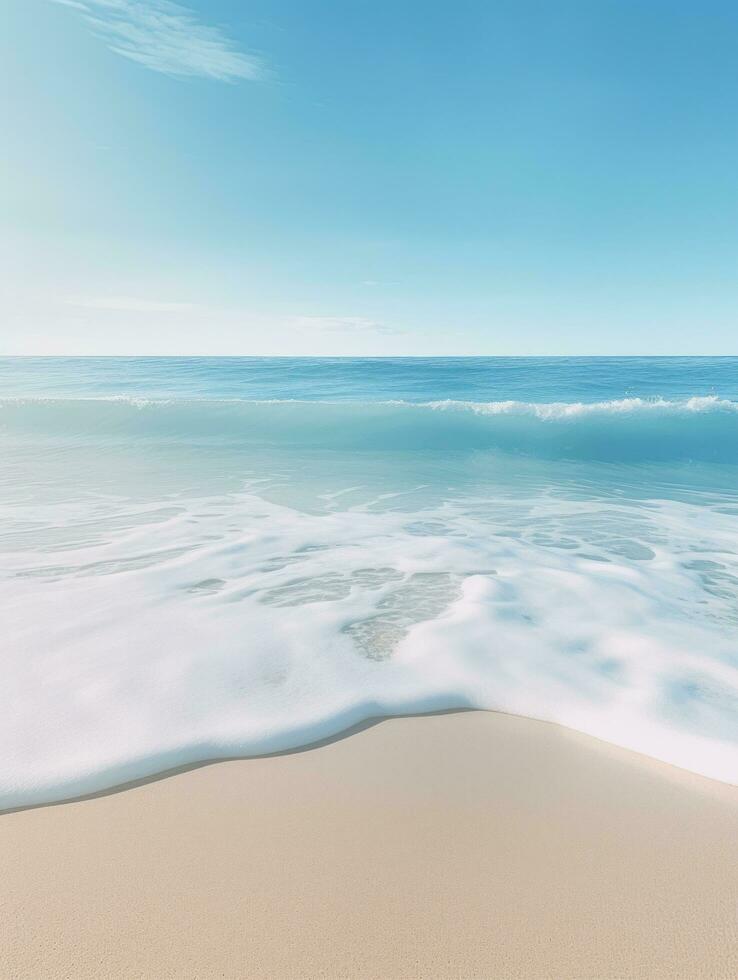 ai genererad ett hav Vinka är på de vattnen kant på de strand foto