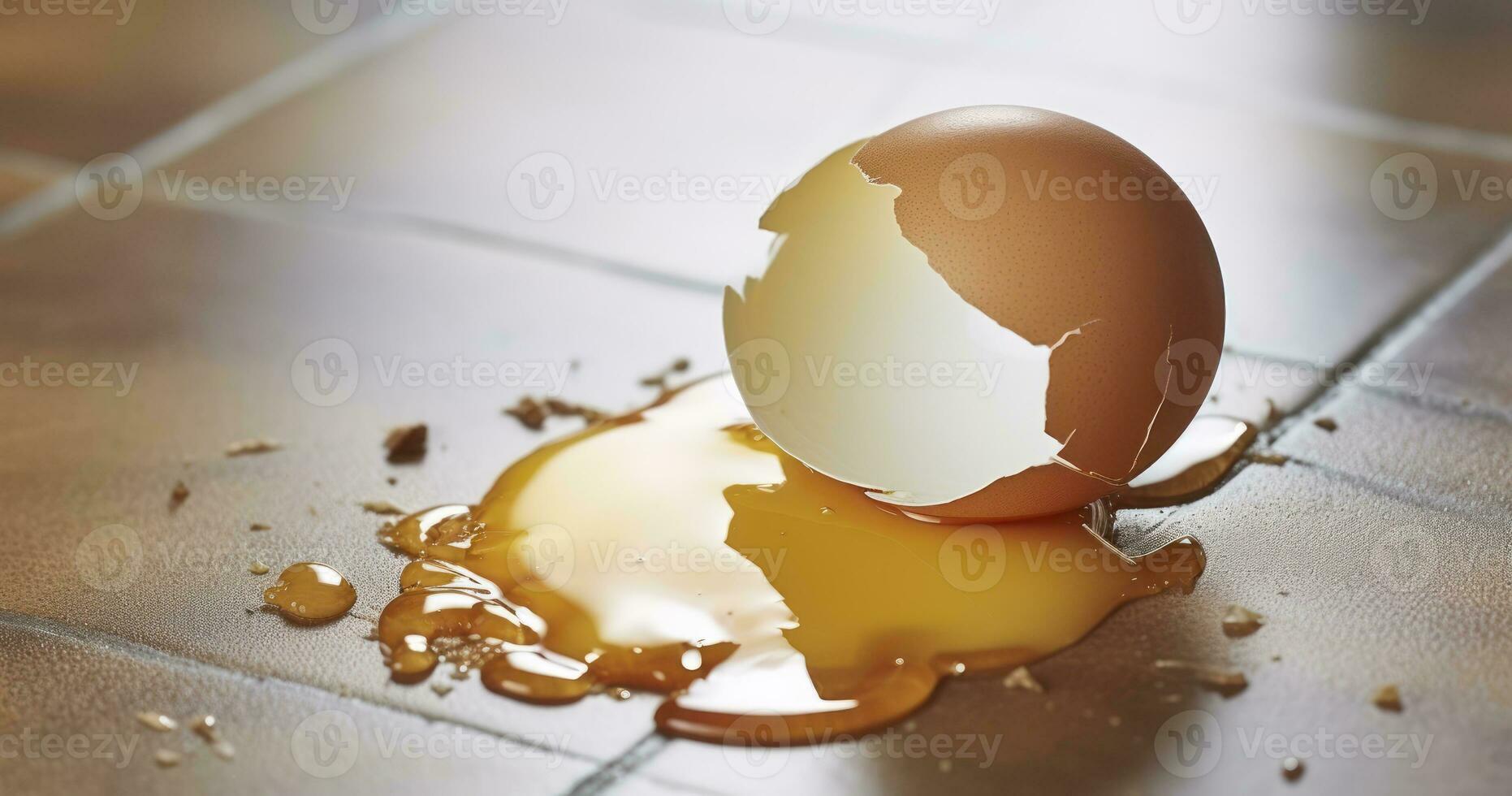 ai genererad de oväntat incident av ett ägg krossade på de golv foto