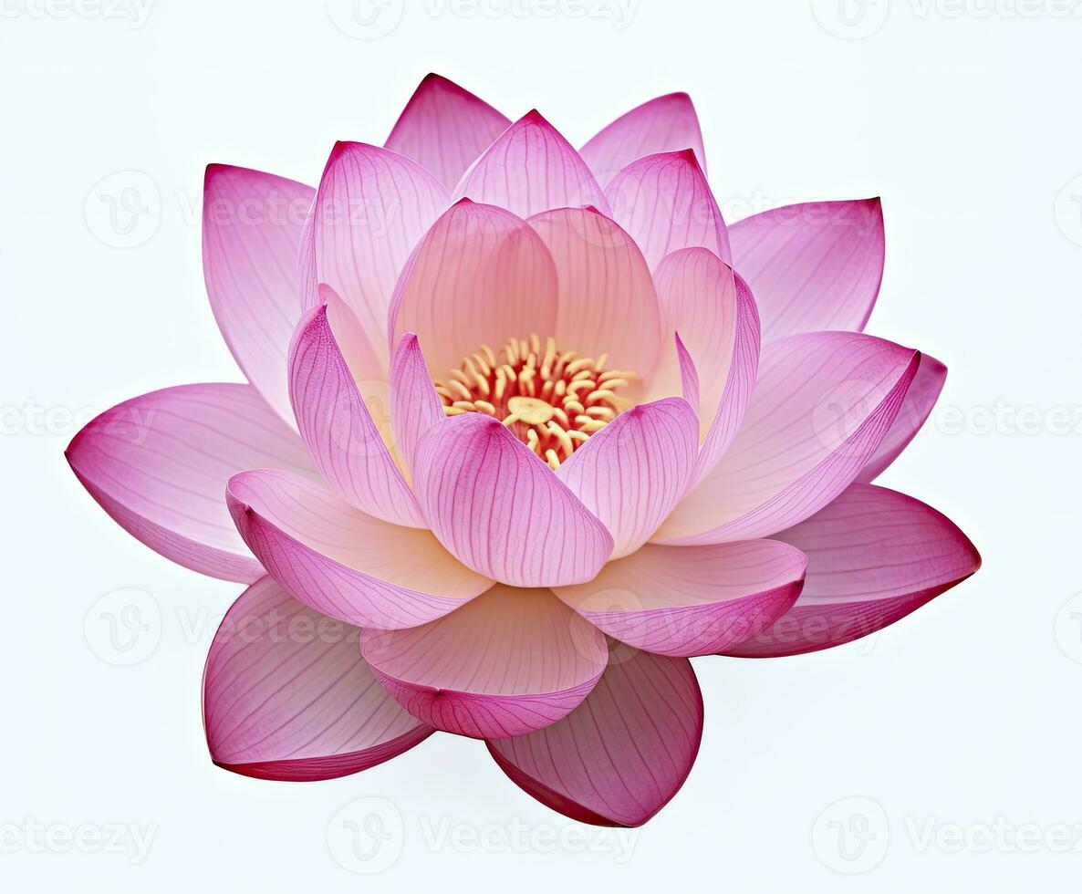 ai genererad lotus blomma på vit bakgrund. ai genererad foto