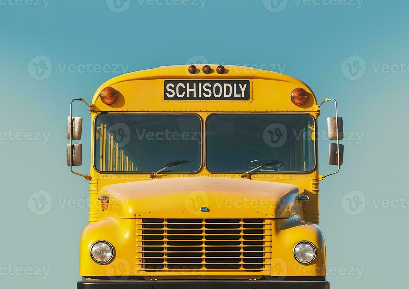 ai genererad främre se av en gul skola buss. ai genererad foto