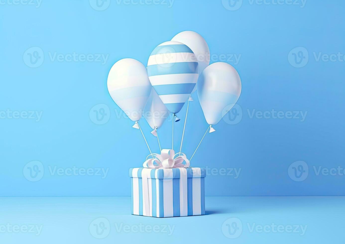 ai genererad ballonger med gåva låda. ai genererad foto