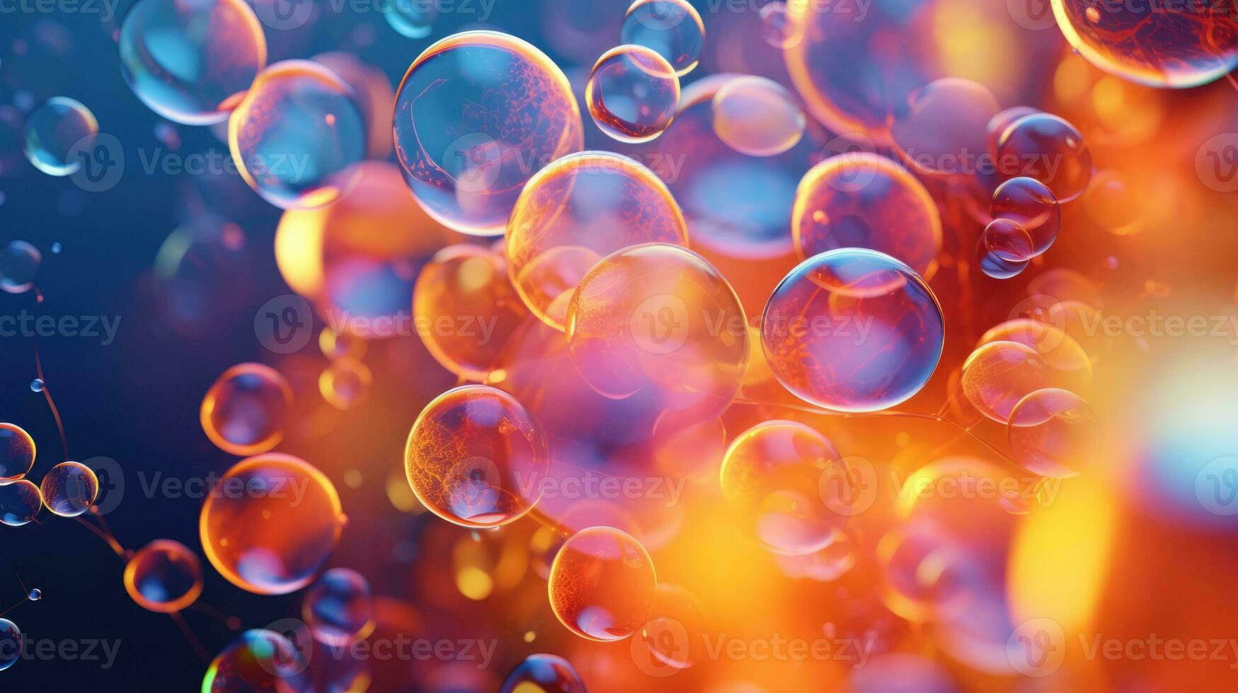 ai genererad bakgrund med färgrik och vibrerande bubblor, ai foto