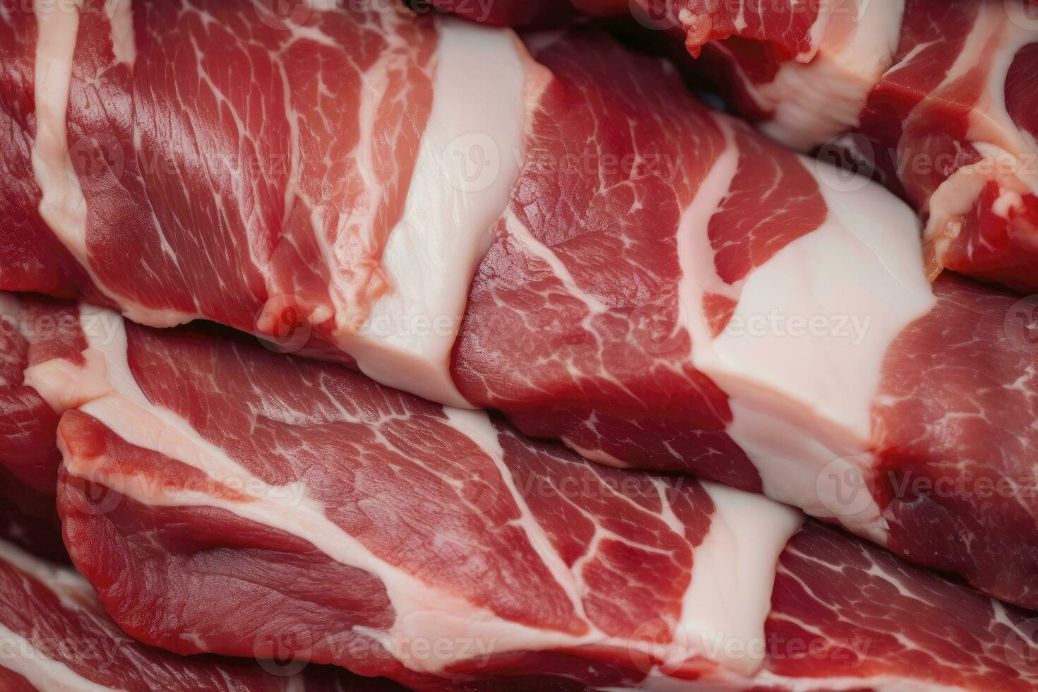 ai genererad makro skott av fläsk kött. kött texturerad bakgrund. nötkött biff är rå och saftig. ai genererad foto