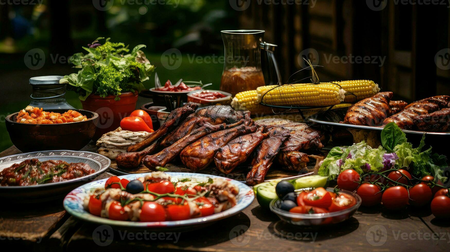 ai genererad kyckling grilla bbq mat foto