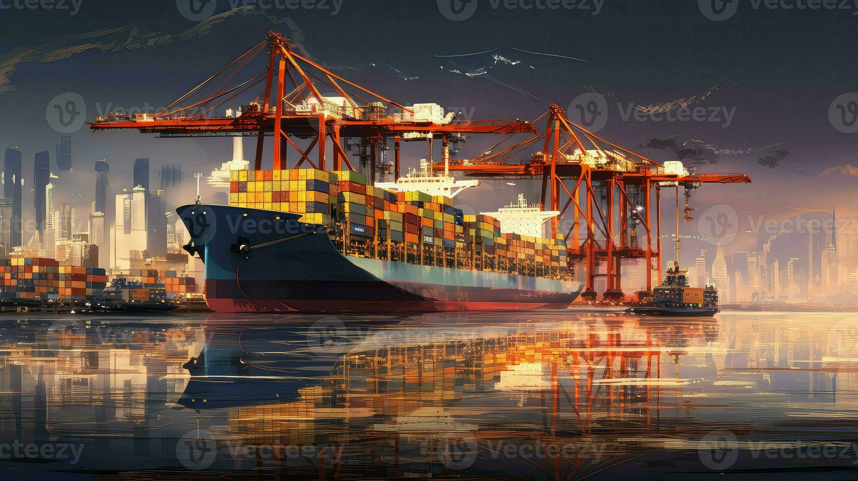 ai genererad logistik industri fartyg frakt foto
