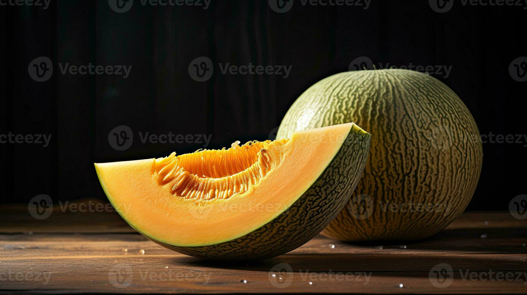 ai genererad färsk melon skiva med ljus exponering ai generativ foto