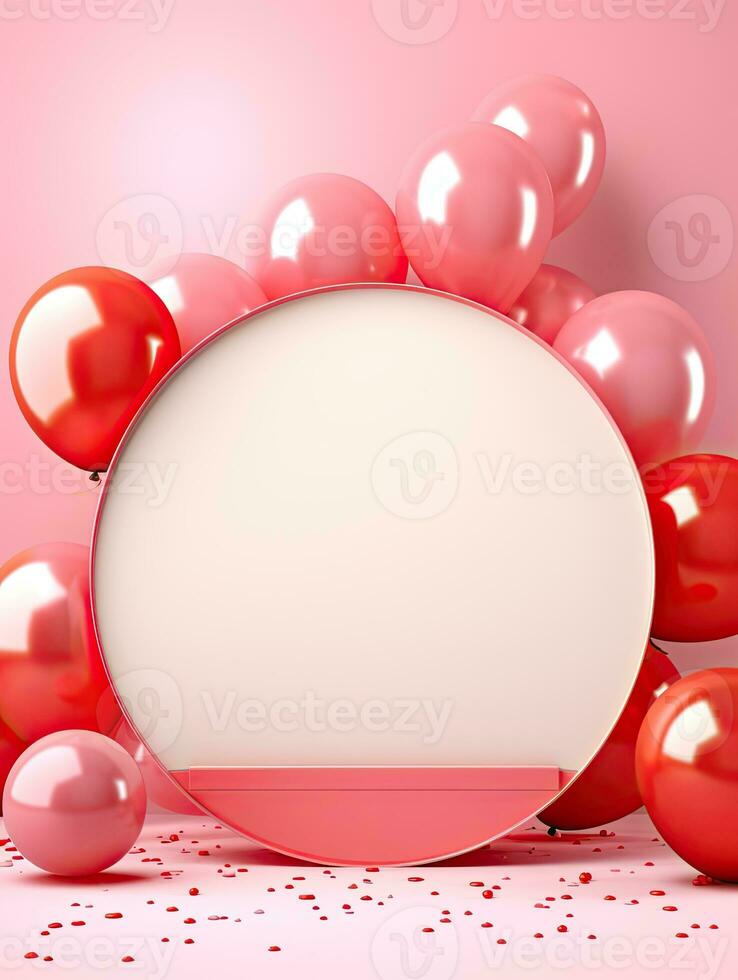 ai genererad cirkel avrundad med ballong ai generativ foto