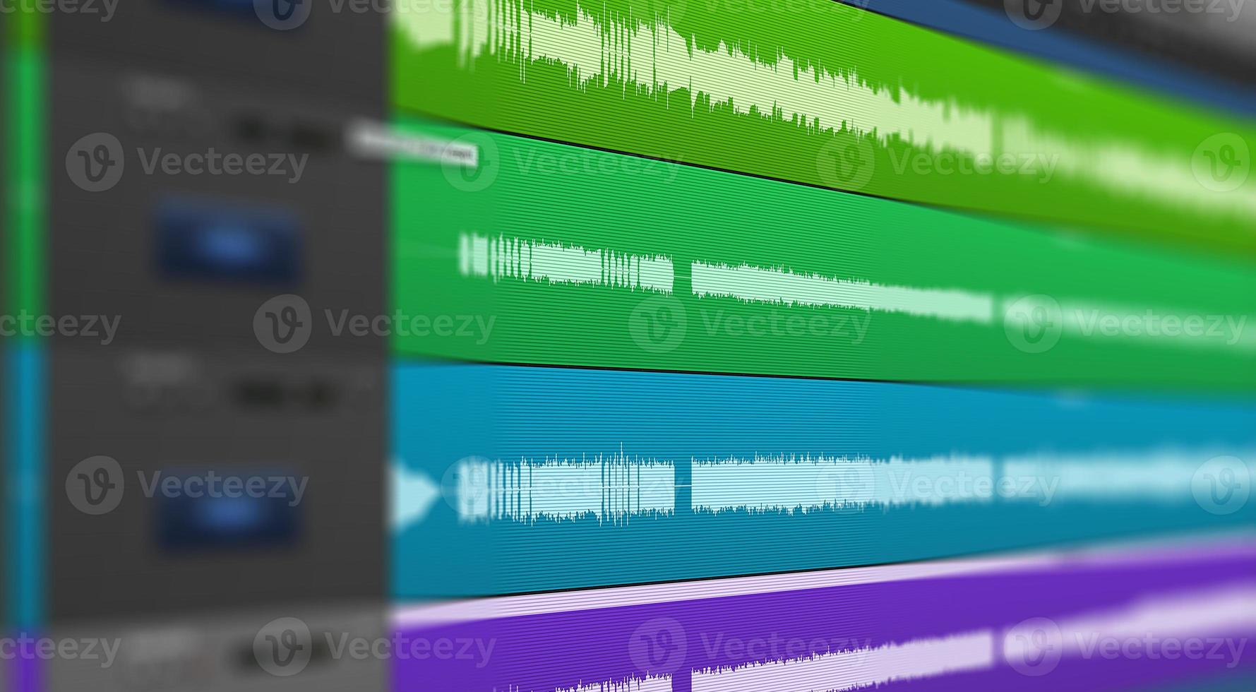 multitrack av ljud ljudvåg på skärmen. foto