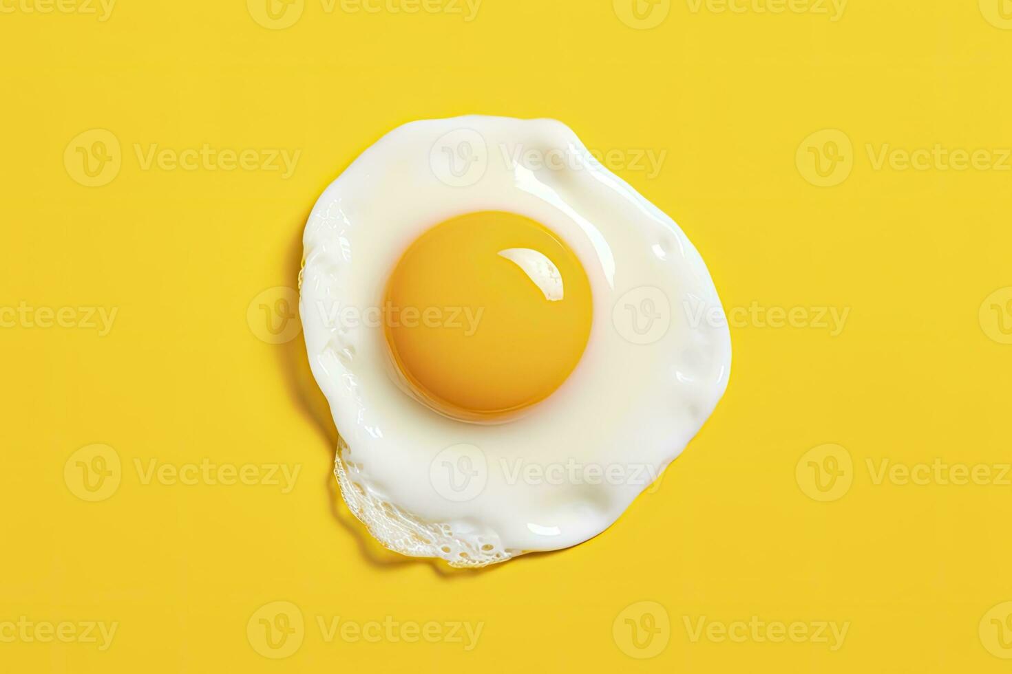 ai genererad friterad ägg på en gul bakgrund. ai genererad foto