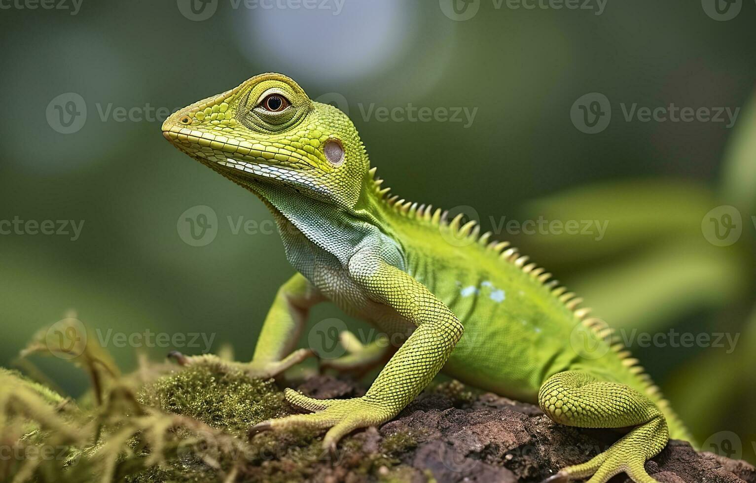 ai genererad bronkocela cristatella, också känd som de grön naken ödla. generativ ai foto