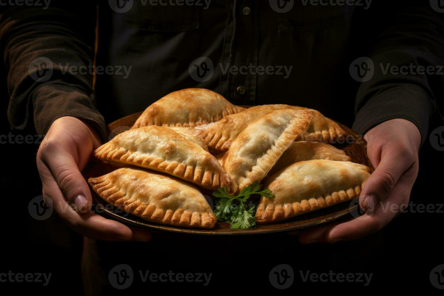 ai genererad radiella mat argentina empanadas händer foto