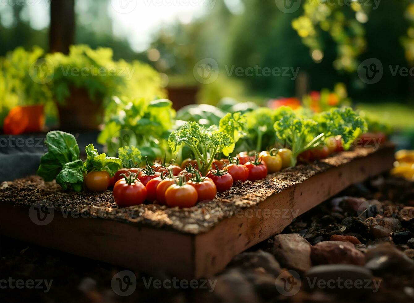 ai genererad olika vegetabiliska trädgård foto