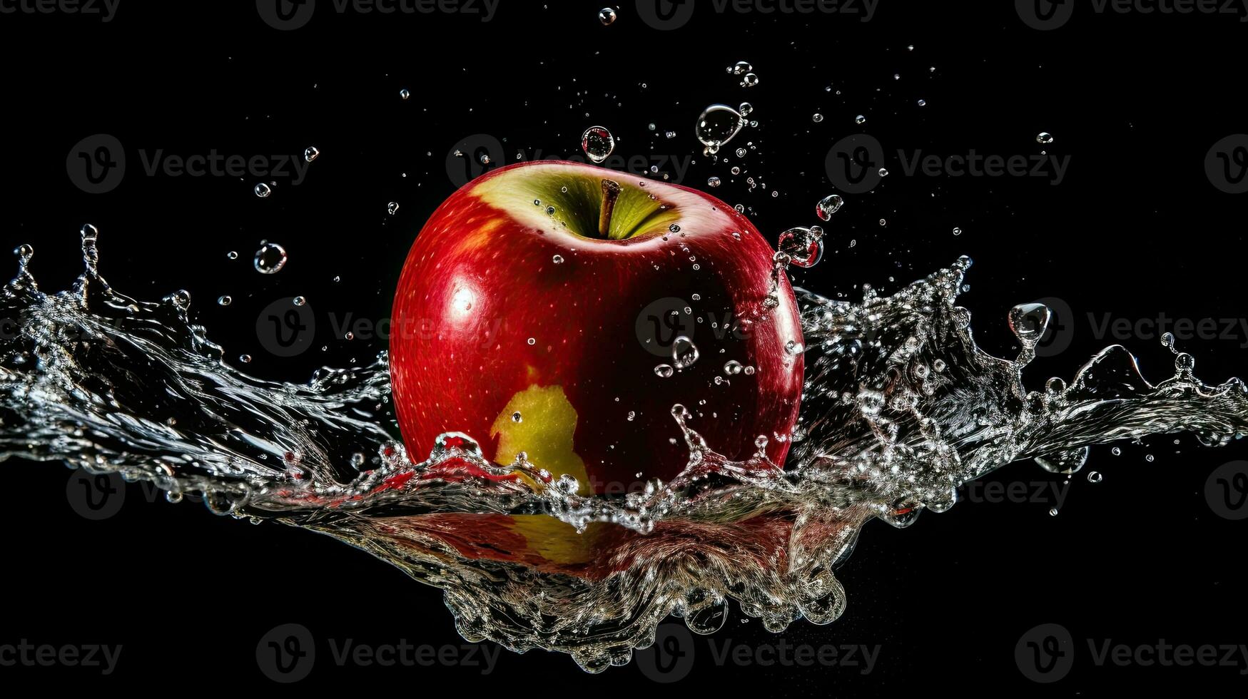 ai genererad färsk äpple med vatten stänk ai generativ foto