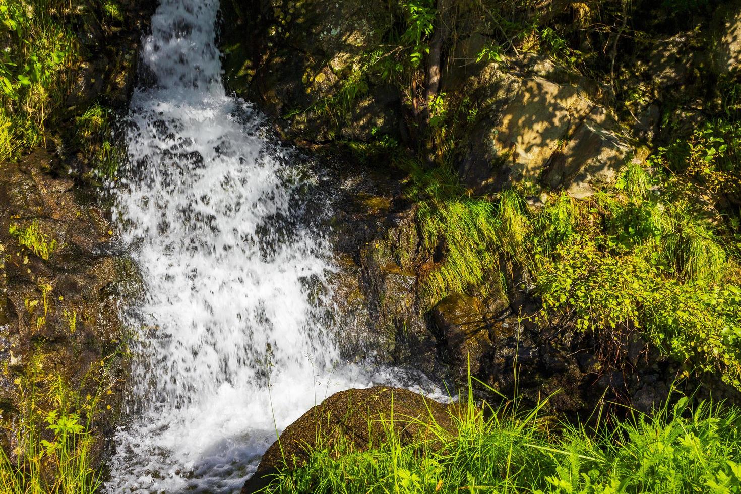 rinnande vatten i ett litet vackert vattenfall, vang, norge foto