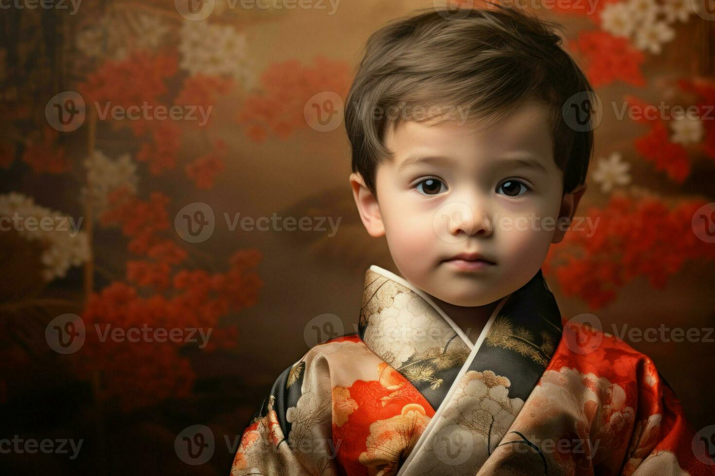 ai genererad små liten pojke kimono. generera ai foto