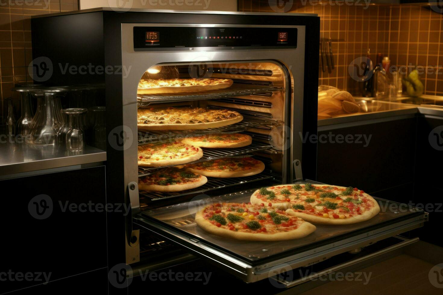 ai genererad aromatisk kök ugn pizza. generera ai foto