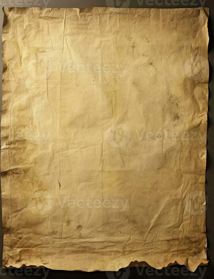ai genererad ark av årgång gulnat papper. ai genererad foto